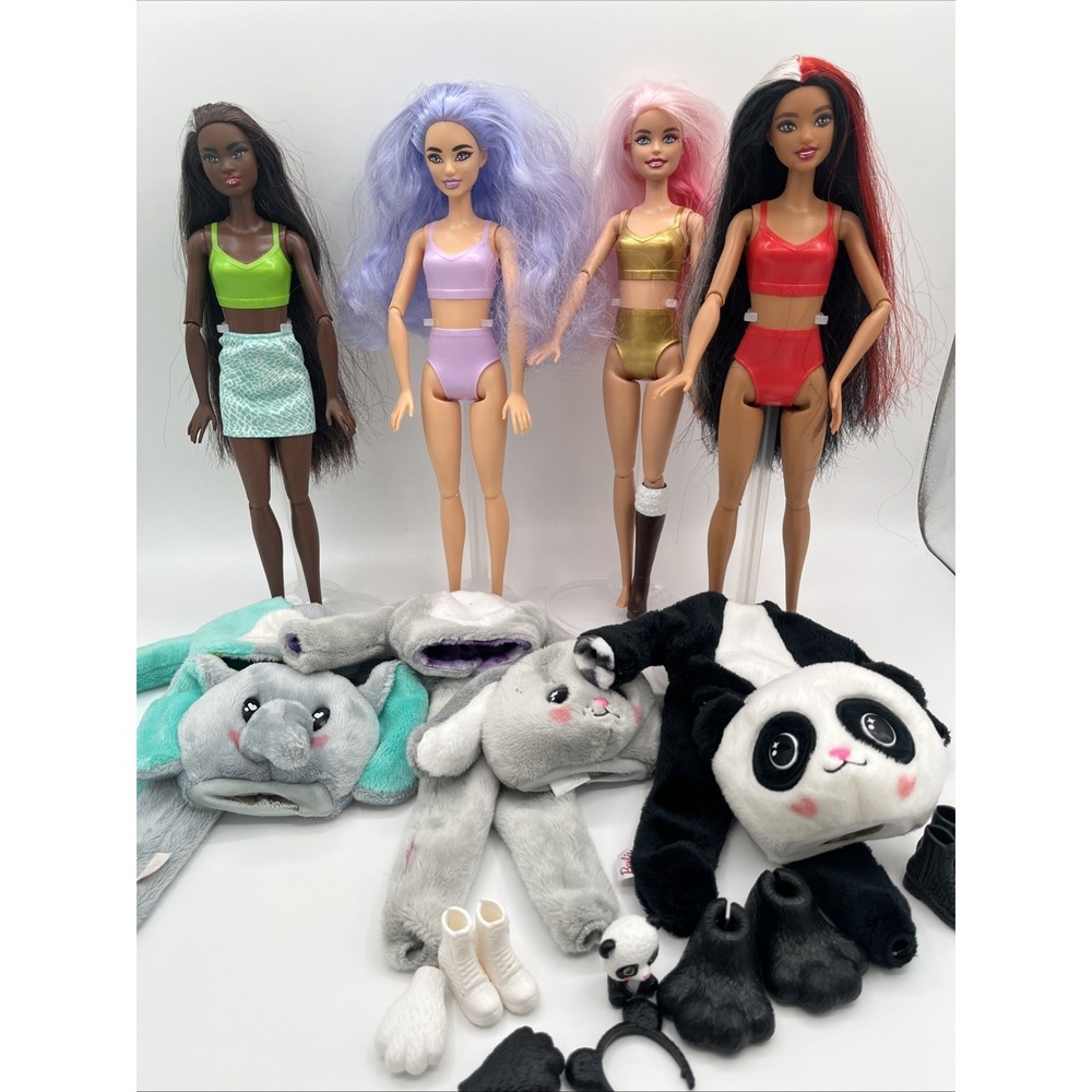 Barbie Cutie Reveal‎ Doll Lot Elephant Panda Bunny Plush Costumes